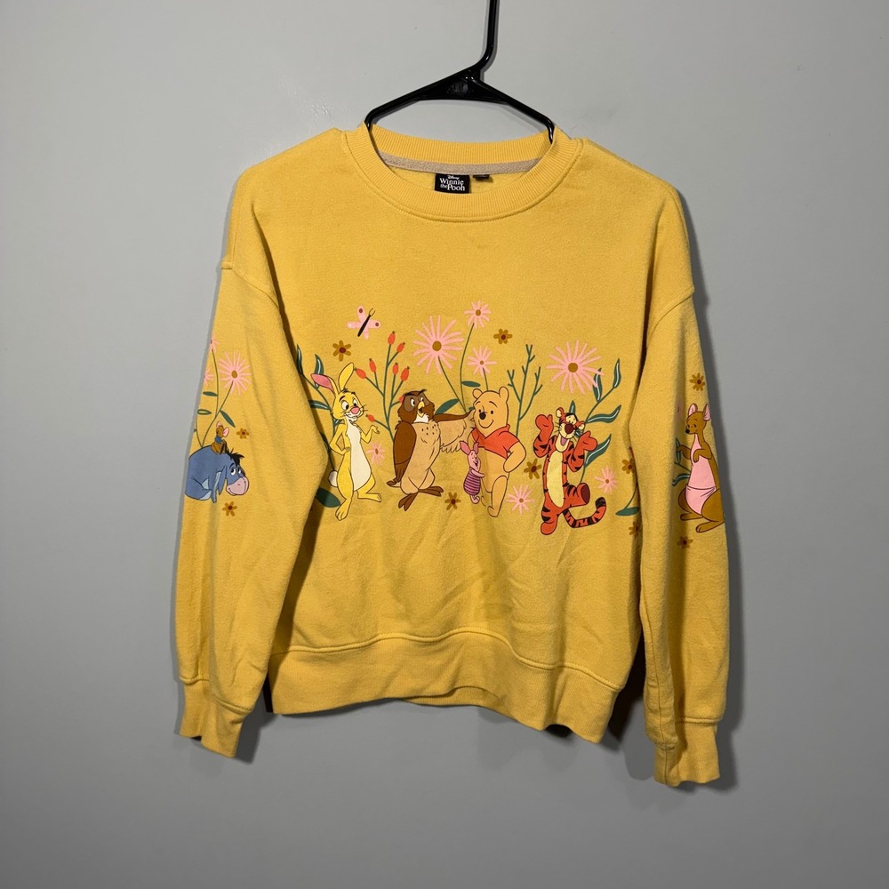 Disney Winnie the Pooh Friends Floral Graphic Sweatshirt Yellow XS RN0101531